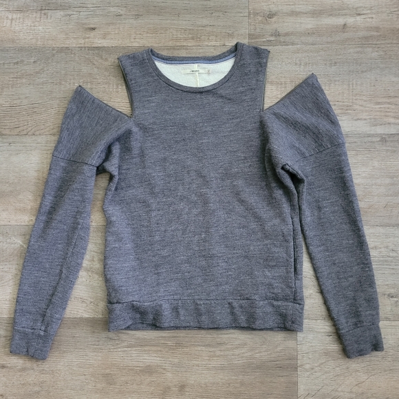 J BRAND Gray Wool Cotton Zip Shoulde Sweater Sweatshirt Size Small *EUC* - Picture 5 of 5